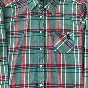Women’s Ralph Lauren Polo button-down shirt Green & pink EUC